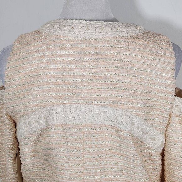 Boston Proper Pink and Cream Tweed Blazer with Shoulder Cutouts Size 4 NWOT - Picture 7 of 13